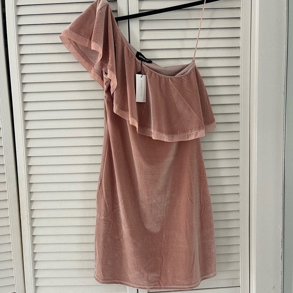 SUGAR+LIPS one shoulder blush dress *new with tags*